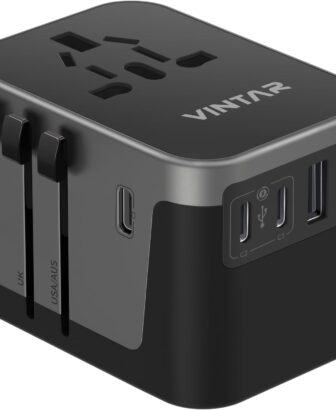 VINTAR Universal Travel Adapter 30W, International Power Adapter | 3 USB C 2 USB A Ports, All-in-One Travel Essentials Plug Adapter, Worldwide Outlet Converter for EU UK US AU(Type C/G/A/I)