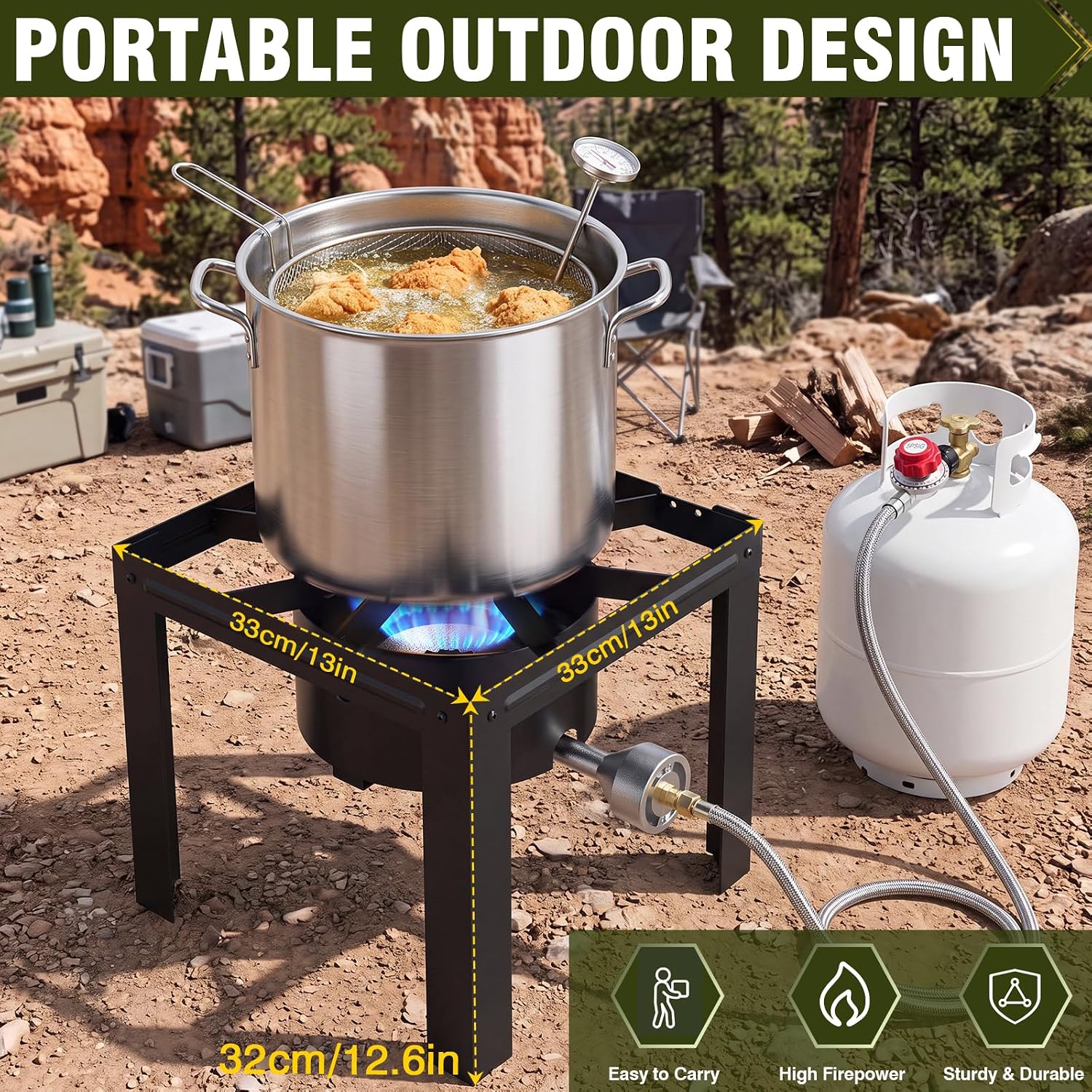Bestfire 80,000BTU Propane Burner Gas Stove for Outdoor Cooking, Turkey Frying Burners for Camping,Crawfish Boil - Image 2